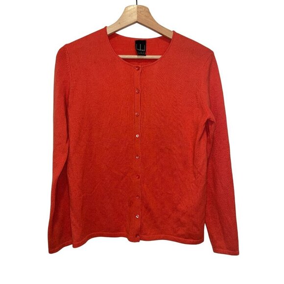 Beloid 100% Cashmere Womens Cardigan Sweater Red Long Sleeve Button Front Size S - Picture 1 of 8